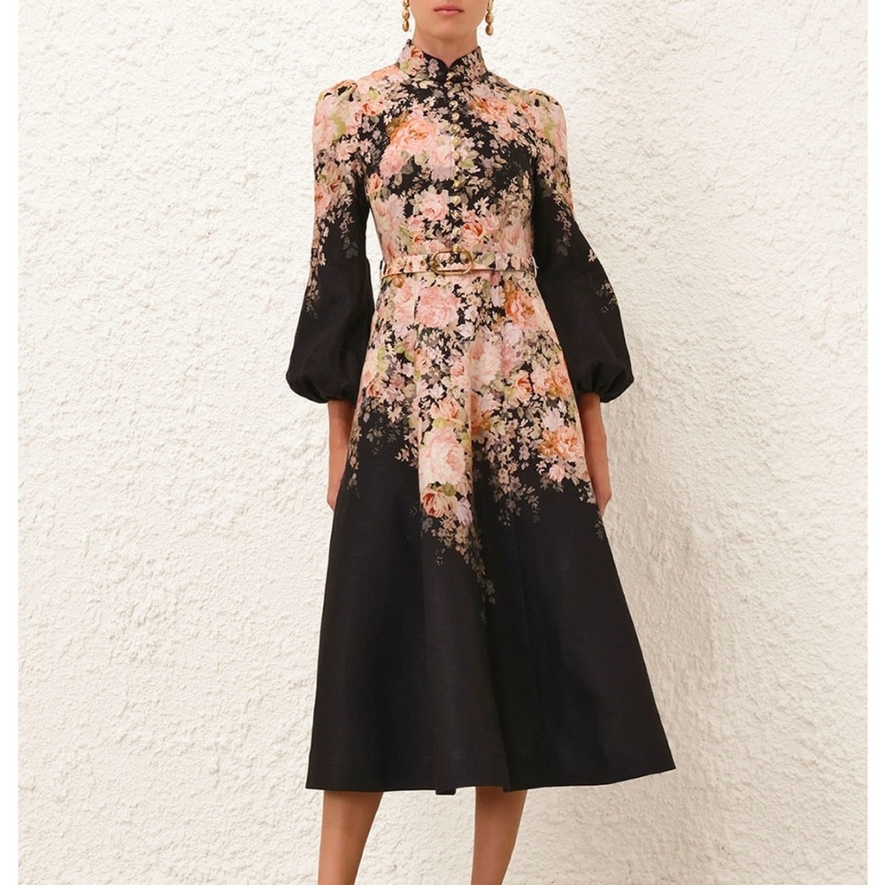 ZIMMERMANN ILLUSTRATION BUTTONED MIDI DRESS NWT